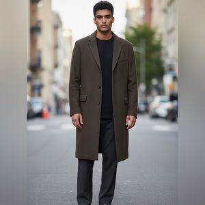 Banana Republic Men's Dark Brown Mole Skin Knee Length Coat size Large